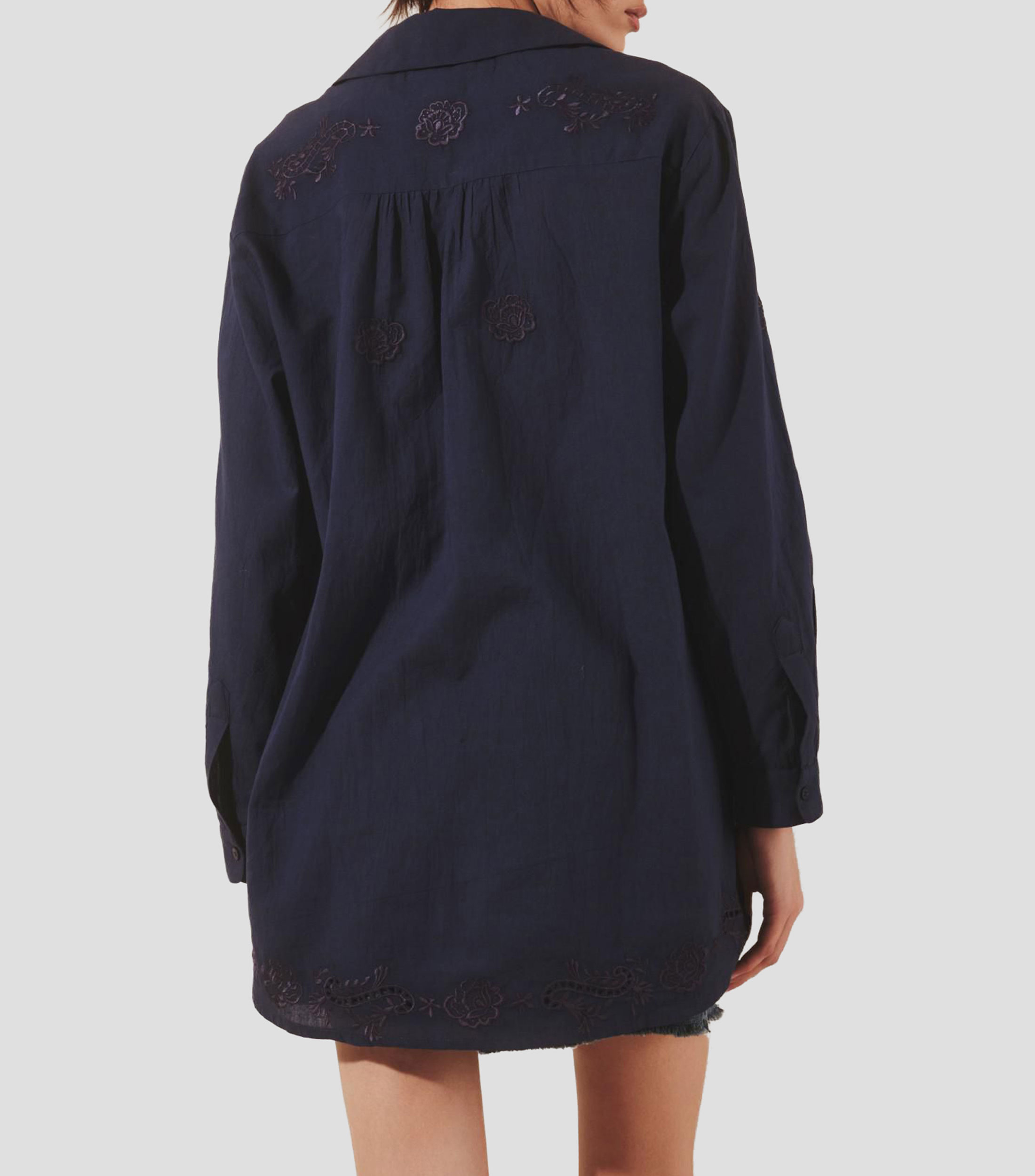 Camisa lisa manga larga Mujer